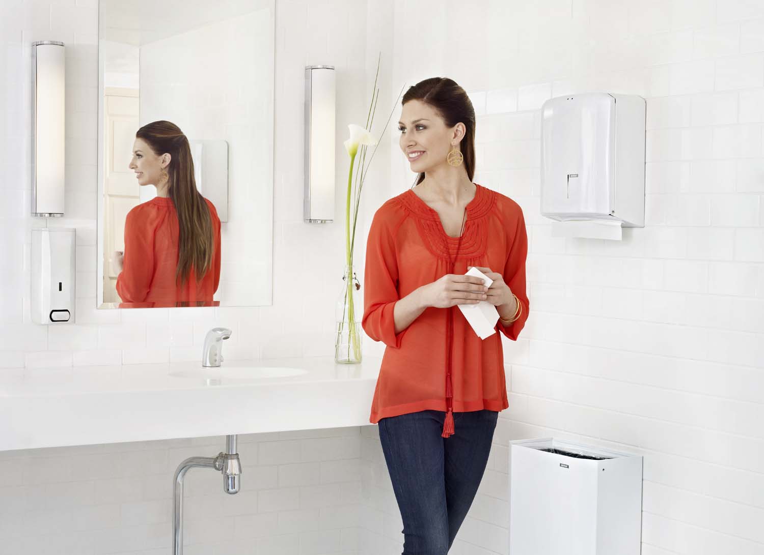 Dispenser Håndklædeark Katrin med Lås Metal Hvid,stk