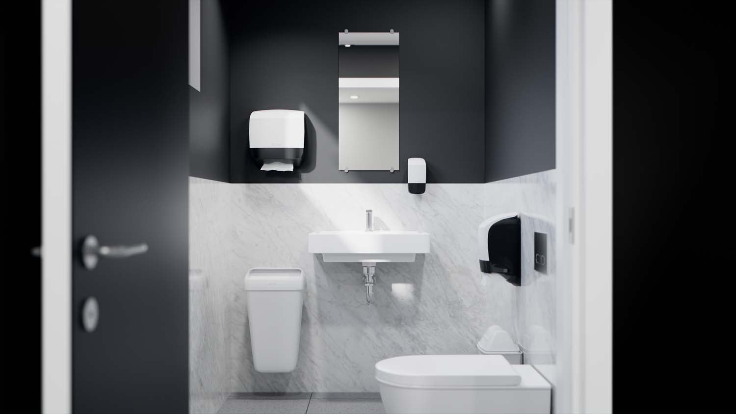 Dispenser Katrin Håndklædeark S L13.5xB30xH32.9cm Plast Hvid,1 stk/krt