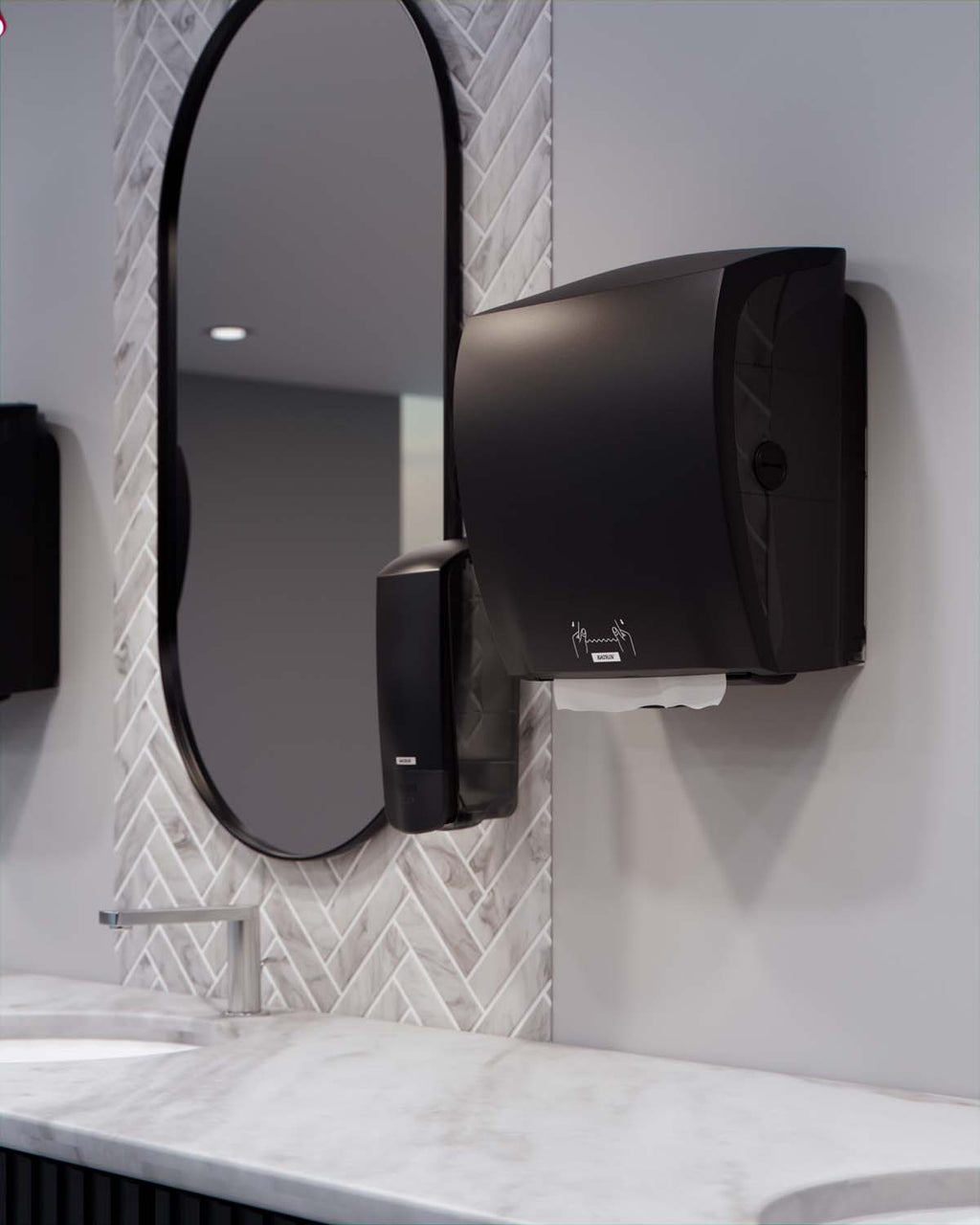 Dispenser Katrin Håndklæderulle XL L21.6xB32.2xH39.7cm ABS Sort,1 stk/krt