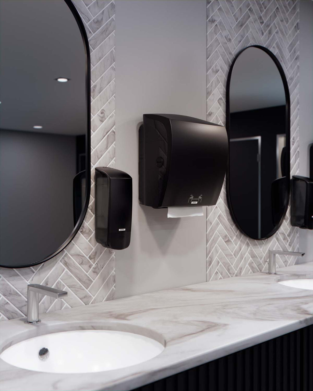 Dispenser Katrin Håndklæderulle XL L21.6xB32.2xH39.7cm ABS Sort,1 stk/krt