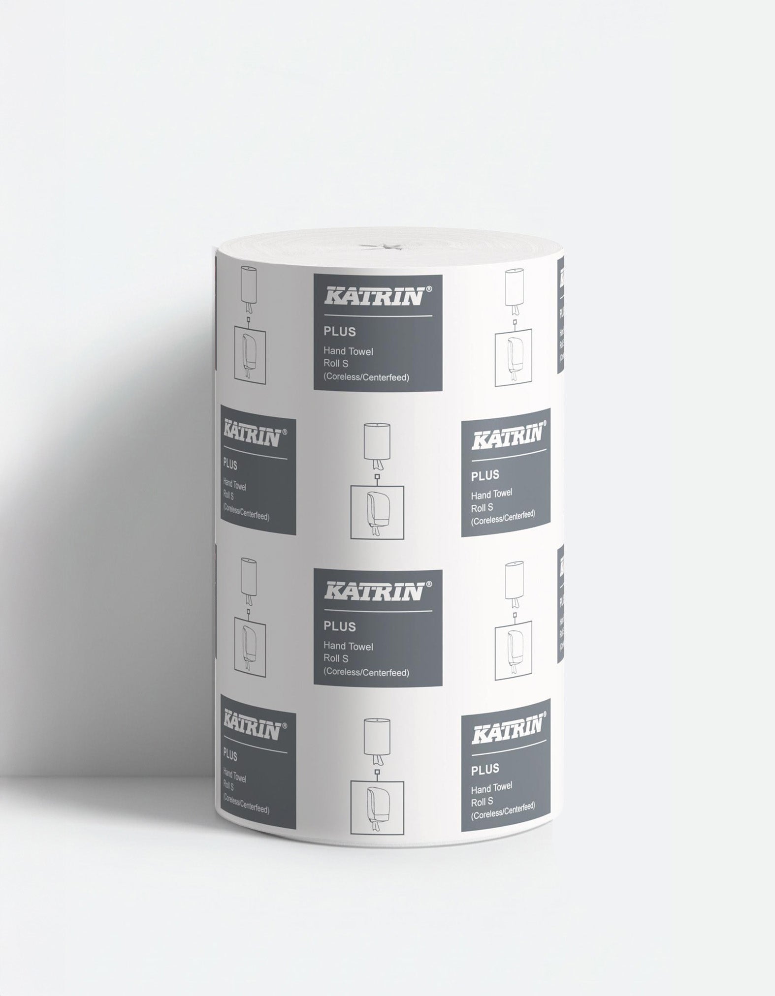 Håndklæderulle, Plus S, 1-lag, Nyfiber, Hvid, Ø130×205 mm × 110 m, Uden hylse, 12 rl pr. krt