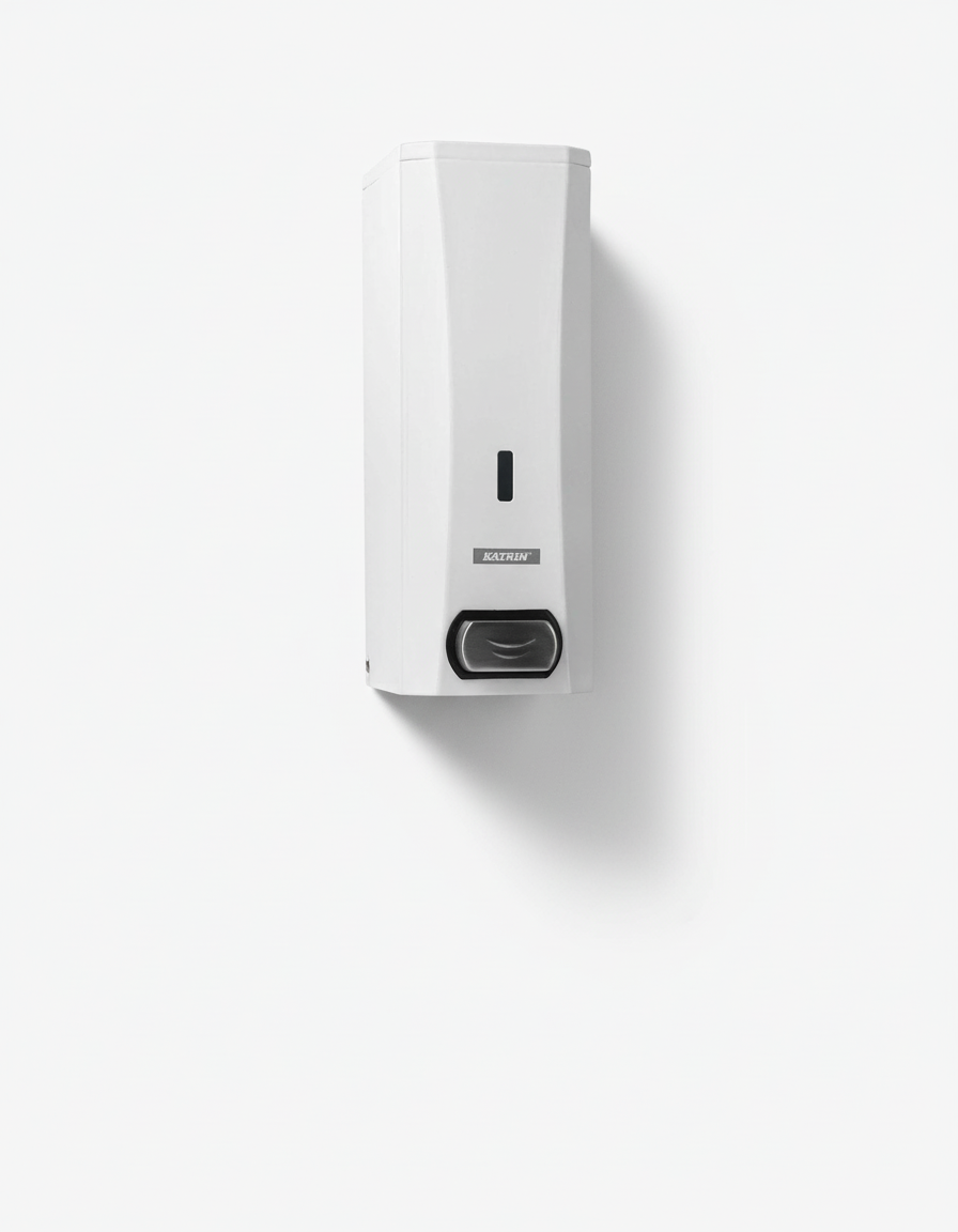 Dispenser Manuel Katrin Metal 1000ml Børstet stål Hvid til sæbe/hånddesinfektion,1 stk