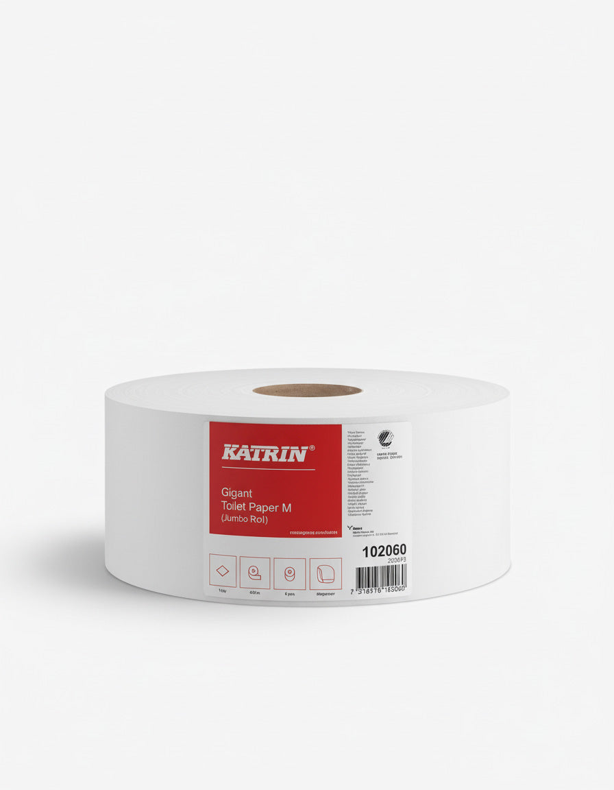 Toiletpapir, Jumbo-Rulle, 1-lag, Mix, Hvid, Ø235×98 mm, 435 m, Uperforeret, 6 rl pr. krt