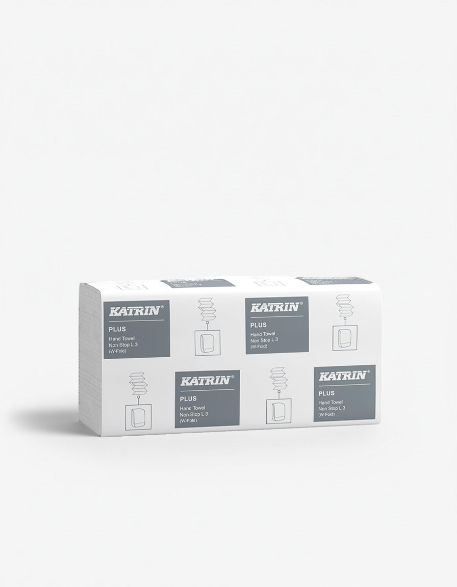 Håndklædeark, Plus W-Fold, 3-lag, Nyfiber, Hvid, 340×203×85 mm, 1890 stk pr. krt