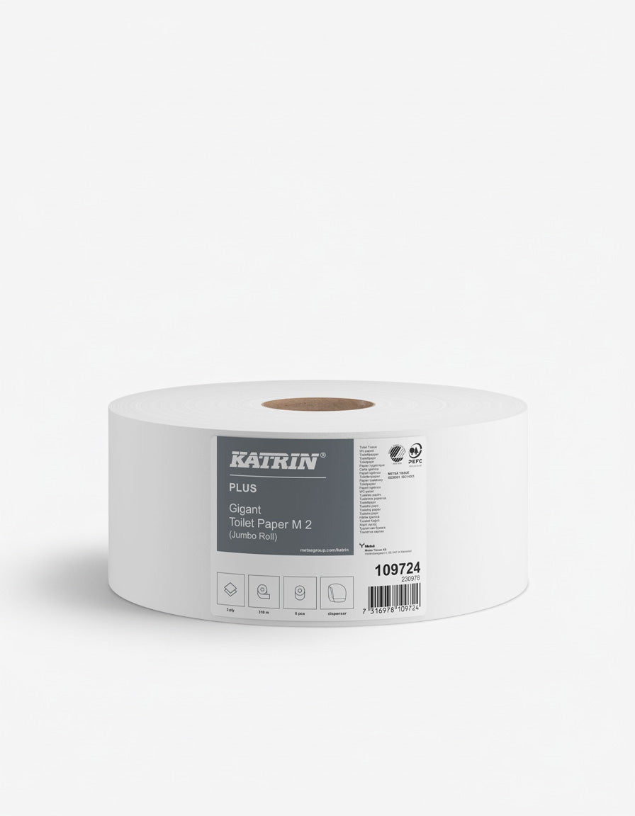 Toiletpapir, Jumbo-Rulle, 2-lag, Nyfiber, Hvid, Ø240 mm, 310 m, Uperforeret, 6 rl pr. krt