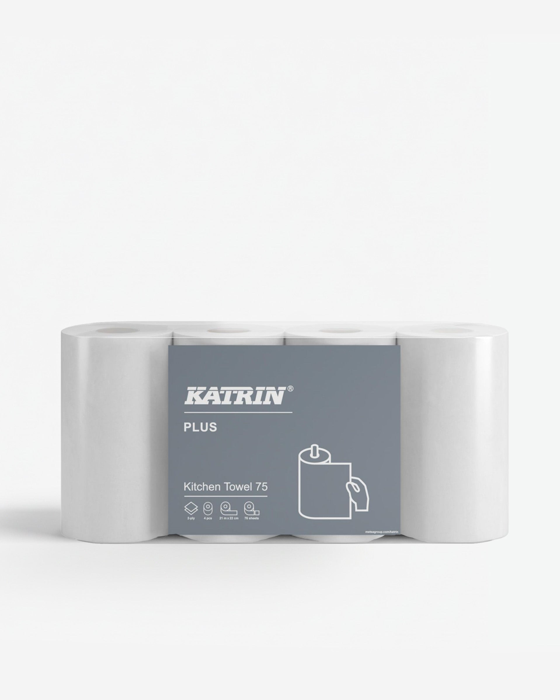 Køkkenrulle Katrin Plus 75 2-lag 21 m Hvid,8 pk x 4 rl/krt