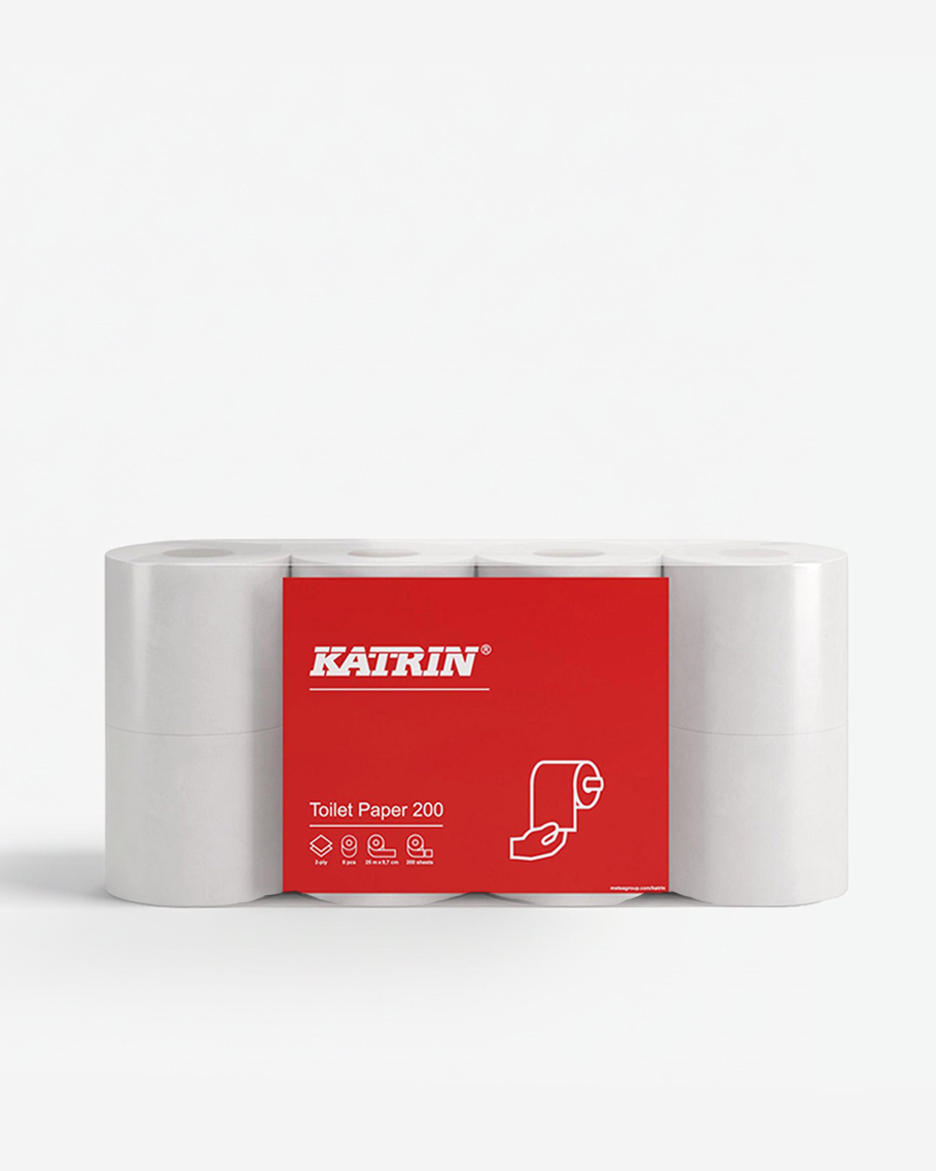 Toiletpapir, 200-serie, 2-lag, Hvid, 25 m pr. rl, 64 rl pr. krt